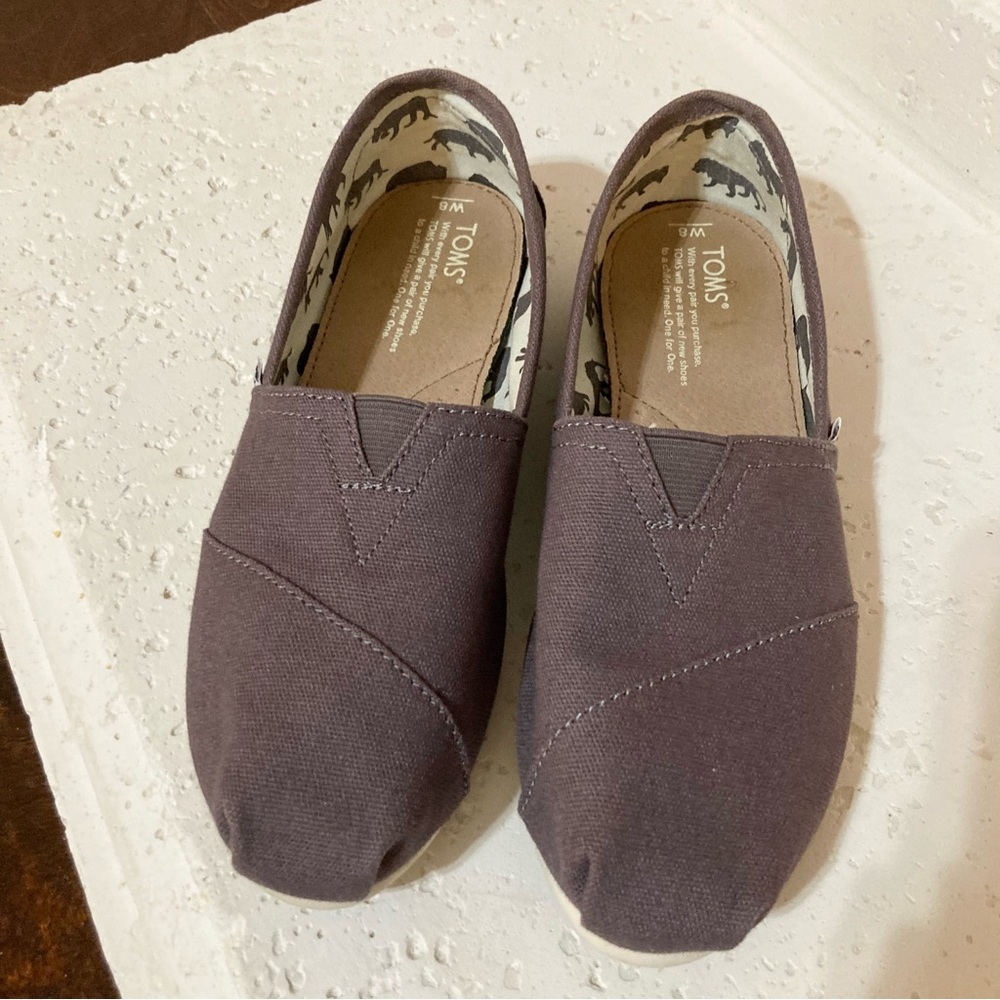 TOMS Dark Brown Slip On Alpargata Size 8